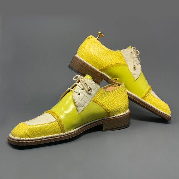 * RARE * MAURI Genuine Alligator / Shark Skin & Patent Leather / Men's 10M - Picture 1 of 14